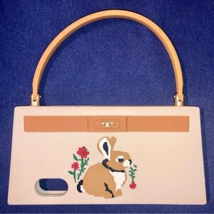 Tory Burch Lee Radziwill Rabbit Silicone Handle Case for iPhone X/XS Nude/Beige